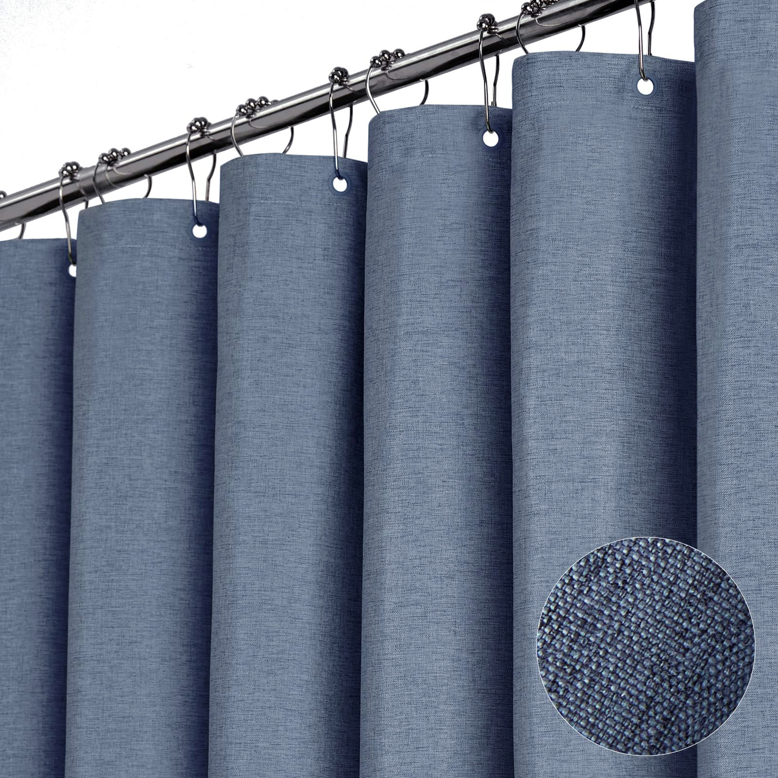 T0513 Elegant Linen Fabric Bathroom Shower Curtain for a Spacious Feel