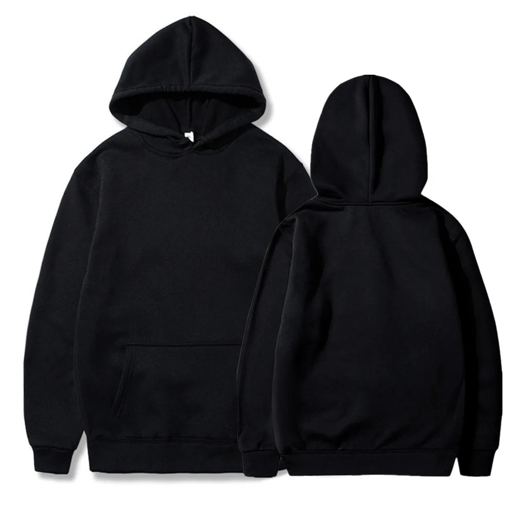 Autumn fashion loose tops solid colour hooded polyester mens sweatshirt simple casual 250605