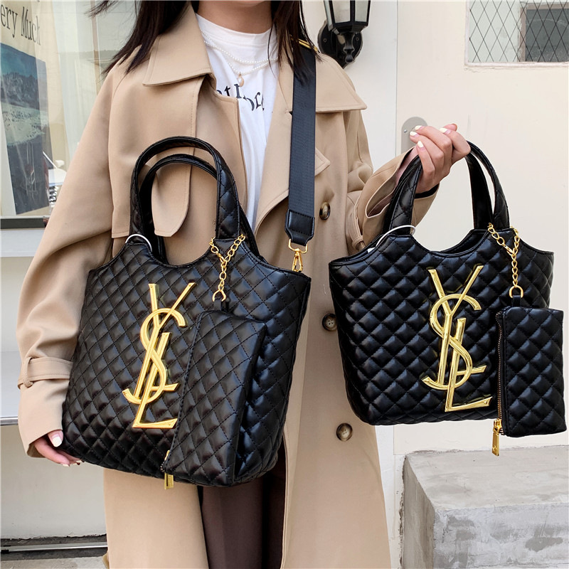 Women's 2025 Tote Bag - Large Capacity Stylish Shoulder and Crossbody Bag Fashionable Rhombus Design for Spring and Summer Commuting
