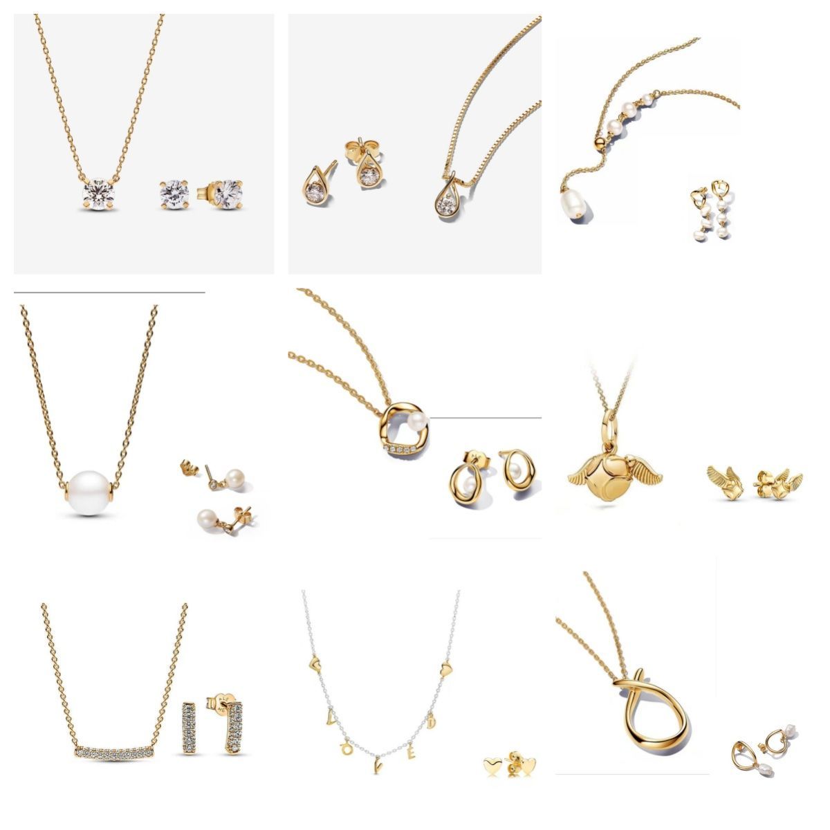 Simple Clavicle Chain Earring Set 2025 New Year Gift Beautiful Panjia S925 Silver New Love Gold Rune