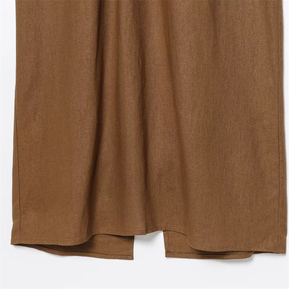 UNIZERA Womens Summer Product Fashionable and Sexy Buckle Decoration Midi Hanging Neck Collar Bareback Dress Long Skirt 250604