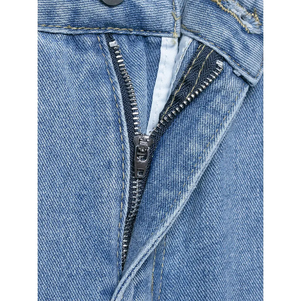 DUOPERI Women With Diamond Blue Straight Jeans Pants High Waist Full Length Female Elegance Casual Denim Trousers 250604