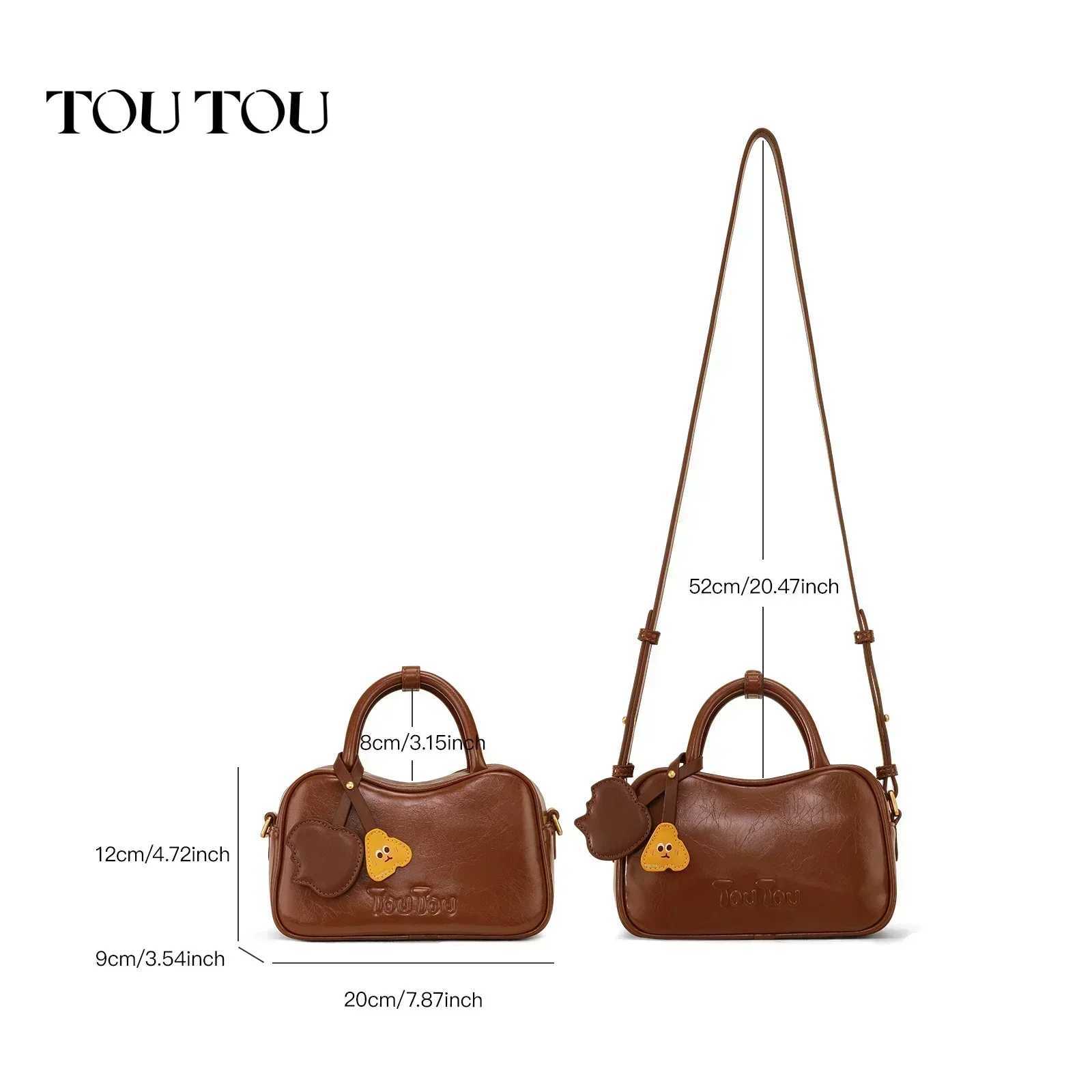 TOUTOU Women Bowling Bag Shoulder Strap Mini Replica Bag Cute Pendant Designer Brand Boston Handbag Crossbody Bag Valentine Gift Y250605