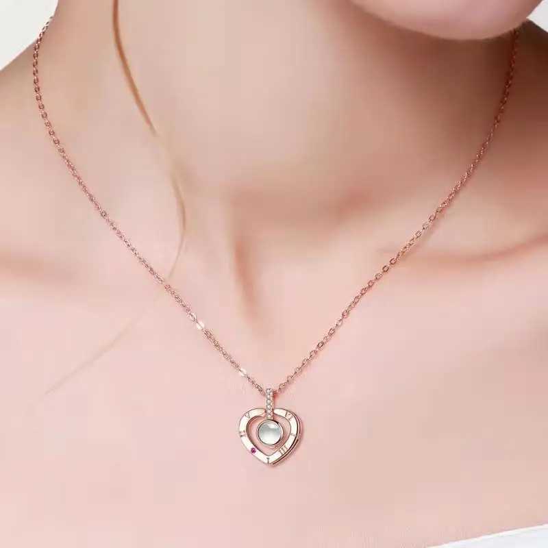 100 languages Projection Necklace For Memory Of LOVE Choker Collier Round Gifts Shaped Dropshipping XJ250604