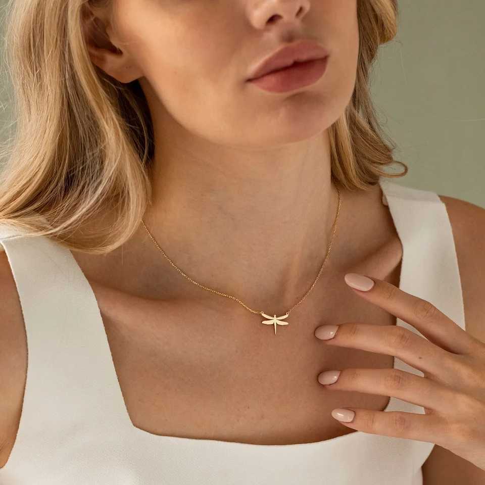 Stainless Steel Necklaces Dragonfly Pendants Chain Choker Jewelry Fashion Necklace For Women Jewelry Wedding Party Friends XJ250604