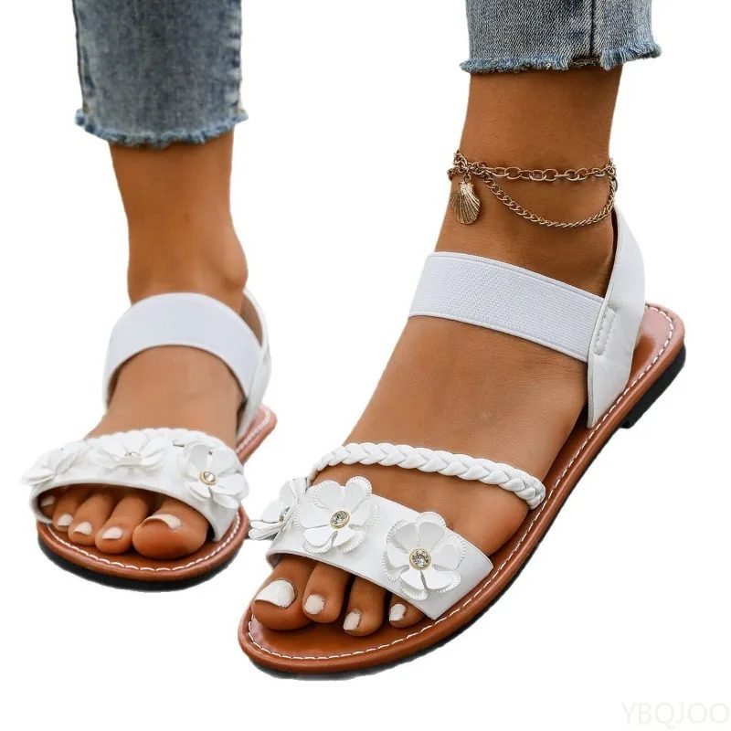 Summer Casual Opentoed Womens Flats Sandals Fashionable Elegant Floral n Comfortable shoes 250605