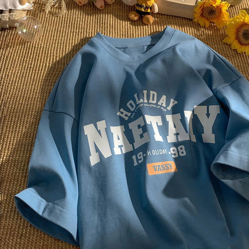 100% Cotton High Quality T-Shirt Short-Sleeved Comfortable Soft Loose Fashion Tops Tees Y2k American Vintage T Shirt For Men 250530