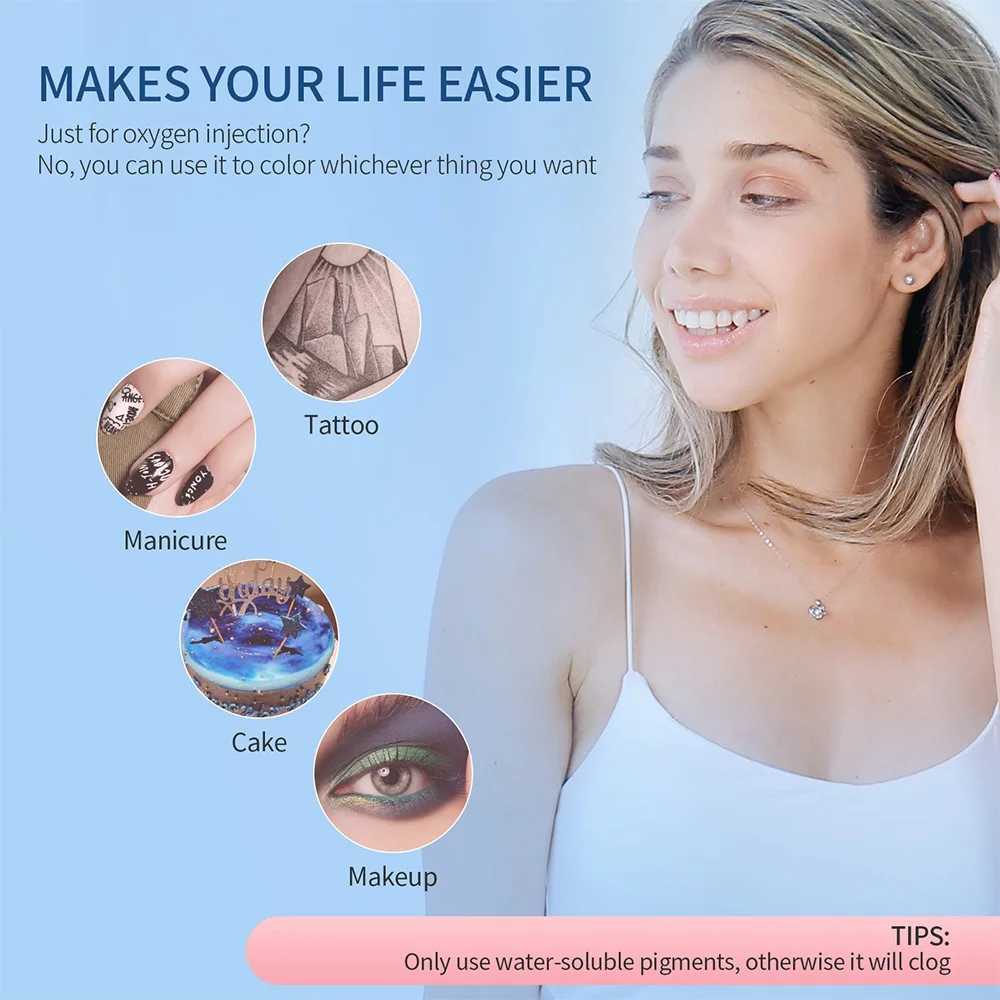 0.3mm Mini Facial Airbrush Compressor Kit Air-Brush Spray Gun Oxygen Injector For Nail Art Paint Craft Cake Nano Mist Sprayer XJ250607