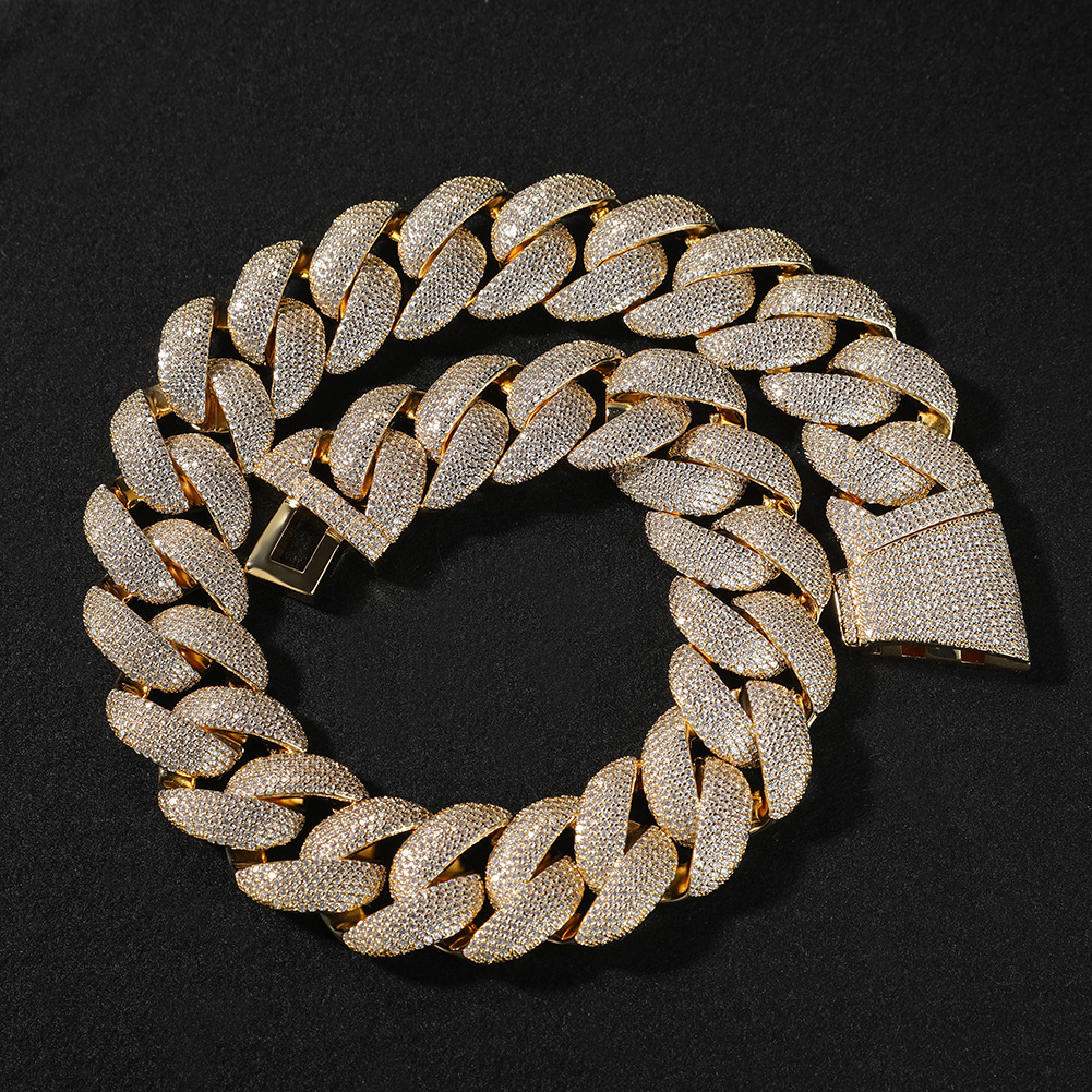 High Quality 28mm Hip Hop Big Bubble Cuban Chain Necklace Bracelet 5A Zircon 18k Gold Plated