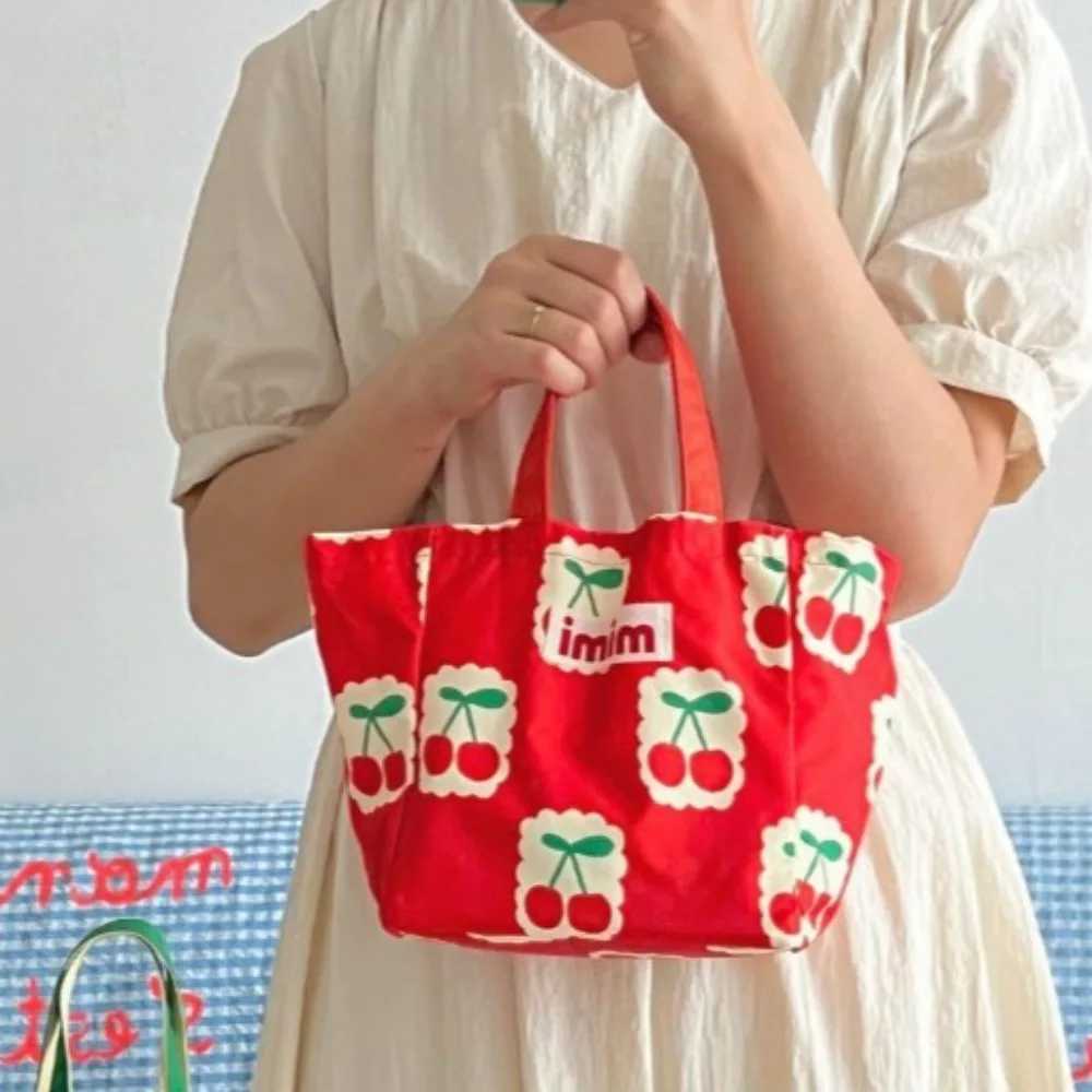 Cute Print Oxford Cloth Storage Bag Square Shape Beach Bag Large Capacity Lunch Bag Portable Shoulder Bag Creative Handbag XJ250605