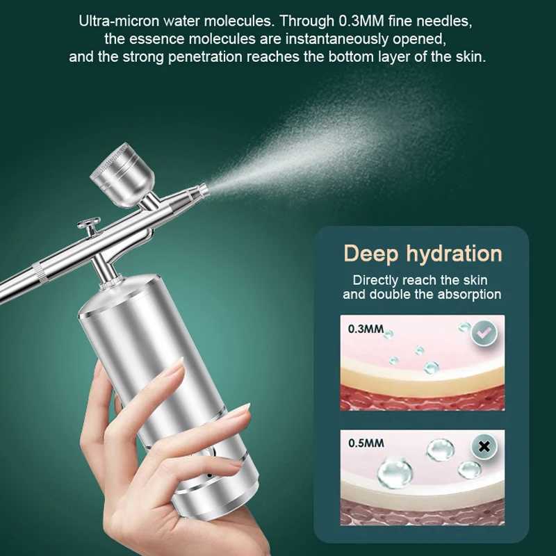 Handheld High Pressure Oxygen Water Jet Oxygen Injection Spray Facial Steamer Mist Nano Oxygen Injector XJ250607
