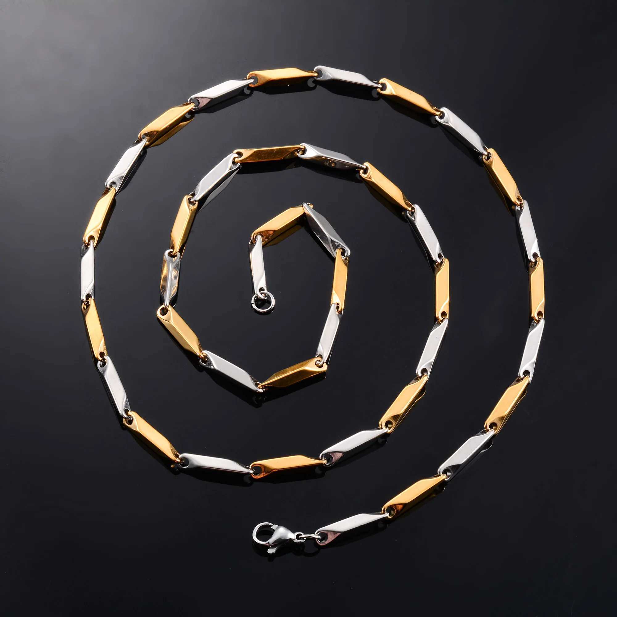 2.5mm/3mm Wide Stainless Steel Bar Link Bamboo Necklace Neck Chain for Women Mens Choker Rock Fashion Metal Jewelry Accessories XJ250604