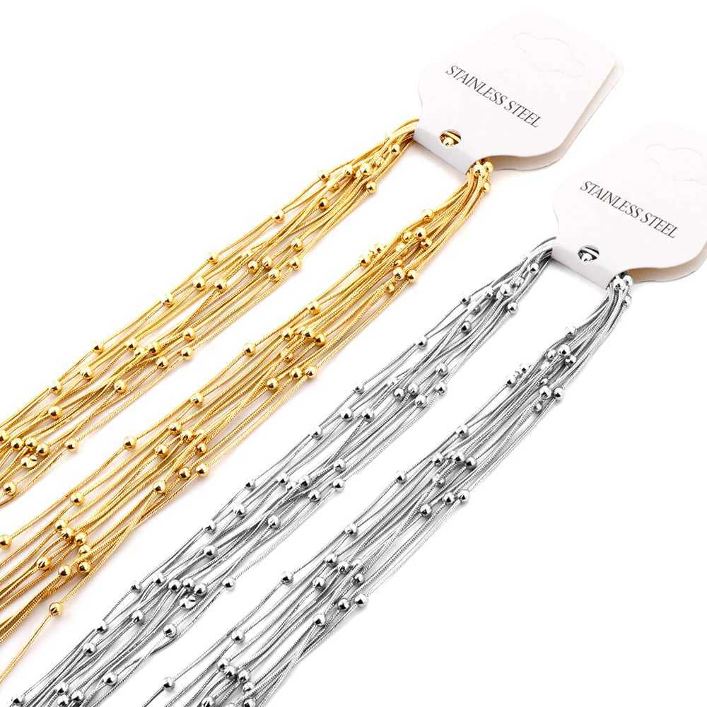 5Pcs Gold-Plated Beads Clavicle Chain Necklace Set for Women Simple Elegant Versatile High-End Light Jewelry Accessory XJ250604