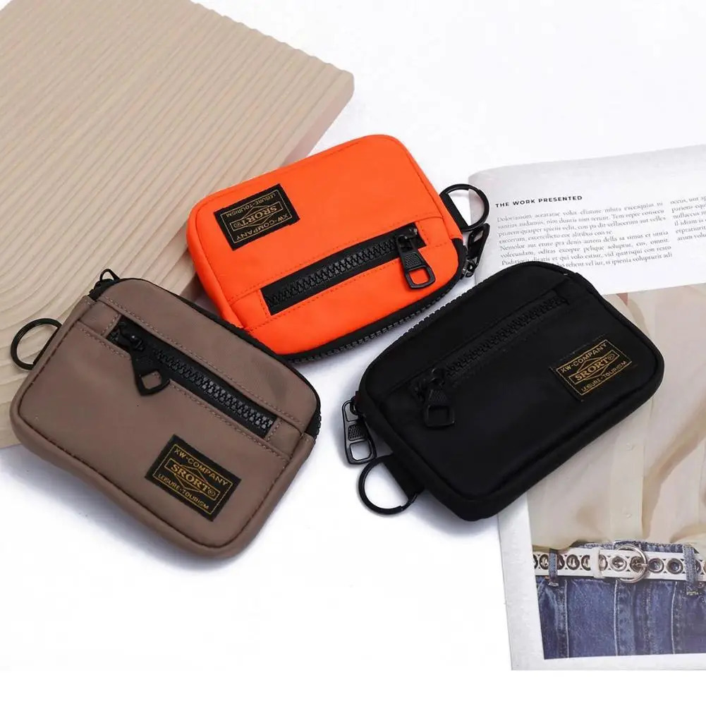 Small Casual Mens Coin Purse Canvas Zipper Short Wallet Retro Key Holder Money Bag Trend Youth Mini Handbag 250605