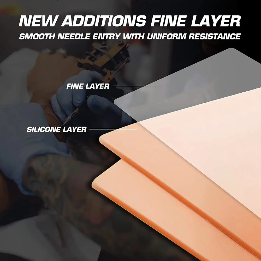 151051PCS 3MM Thick Tattoo Practice Skin Blank Double Sides Silicone Fake Skin Beginner Training Practice Skin Accessories 250604