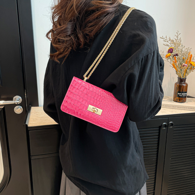designer 2025 New Fashion Textured Niche Spring Stylish Casual Personality Chain Simple Single Shoulder Crossbody Small Square Bag