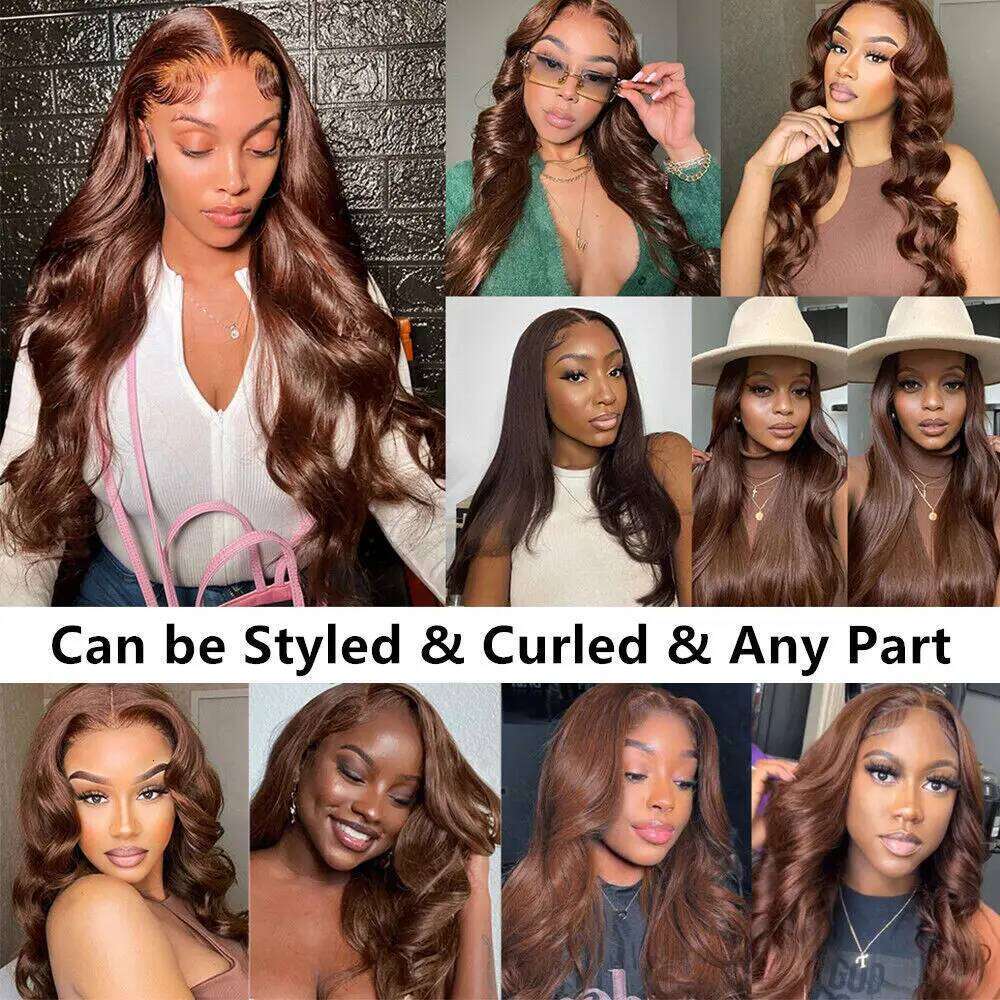 Body Wave Chocolate Lace Front Wigs Human Pre Plucked Brazilian Brown Virgin Hair Glueless HD Frontal Wig For Women