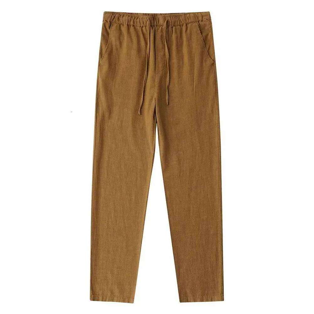 Casual Linen Chino Pants Men Wide Leg Lightweight Baggy Cotton Sweatpants Male Walking Jogger Trousers Work