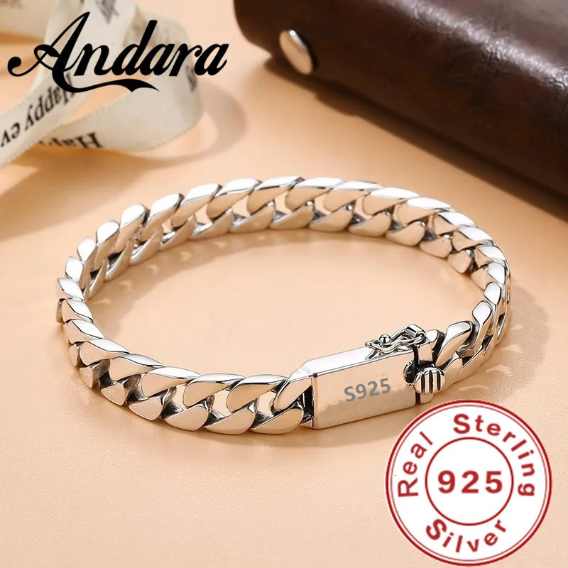 Vintage Silver S925 Sterling Silver Bracelet Miami Cuban Mens Trend Bracelet Casual Business Party Jewelry Gift 250604