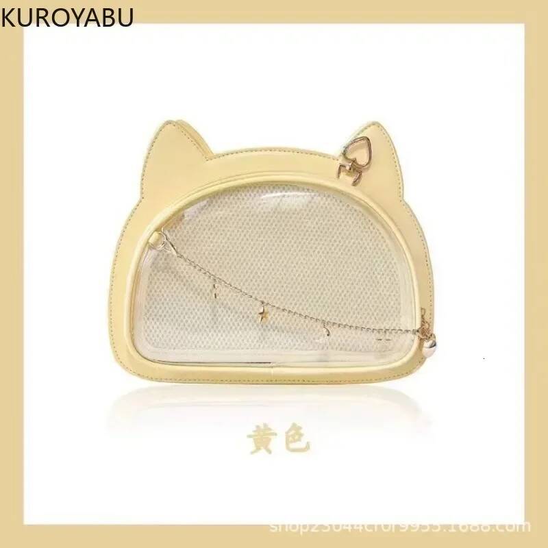 Cute Japanese Y2K Bag 2025 New Women's Handbag Uniform Cat Ears Itabag One Shoulder Gothic Haruku Fashion Transparent PU Bags