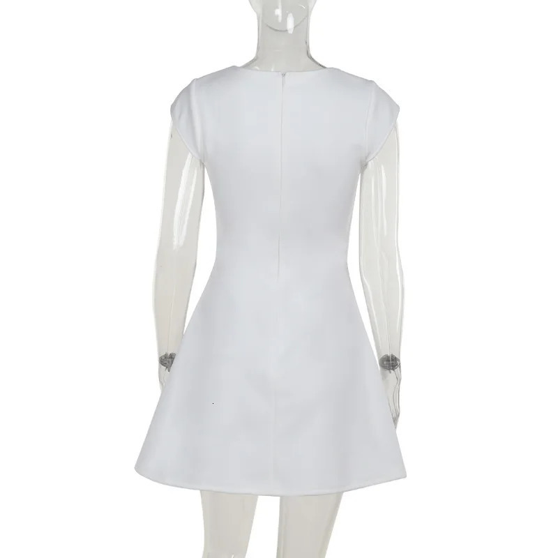 NIDANSSI White ALINE Square Collar Evening Party Dres 2024 Robes Elegant Sexy Dress Bodycon Mini Summer Vestidos 250526