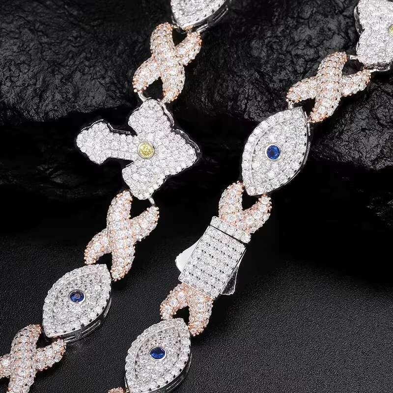 Unisex luxury Moissanite VVS1 Necklace Chain 925 Silver For Women Iced Out Chain Link Necklace Fine Hip Hop Jewelry