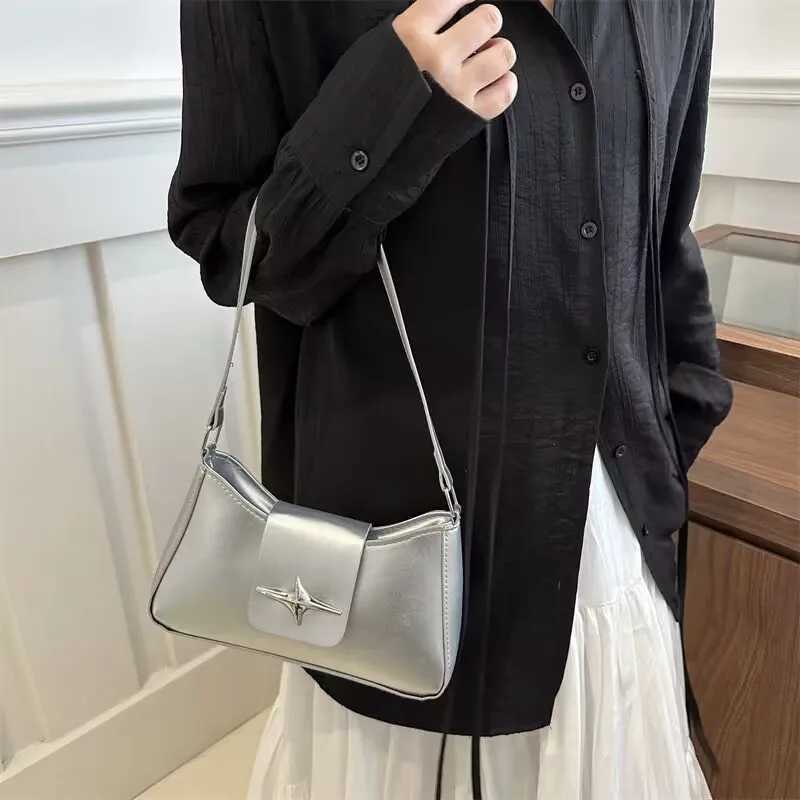Solid color underarm bag womens fashion new style | Casual Texture Shoulder Bag Summer Minimalist Baguette Bag XJ250605