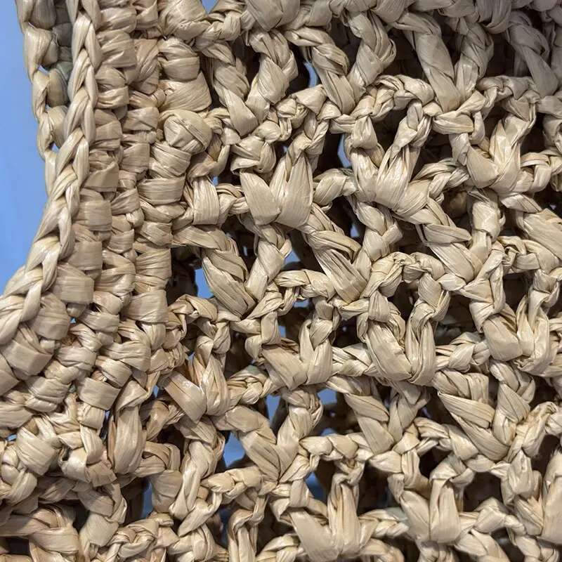 Lafite Grass Hand Woven Square Beach Fashion Design Shoulder Underarm Bag Women Travel Vacation Tote Handbag Lady