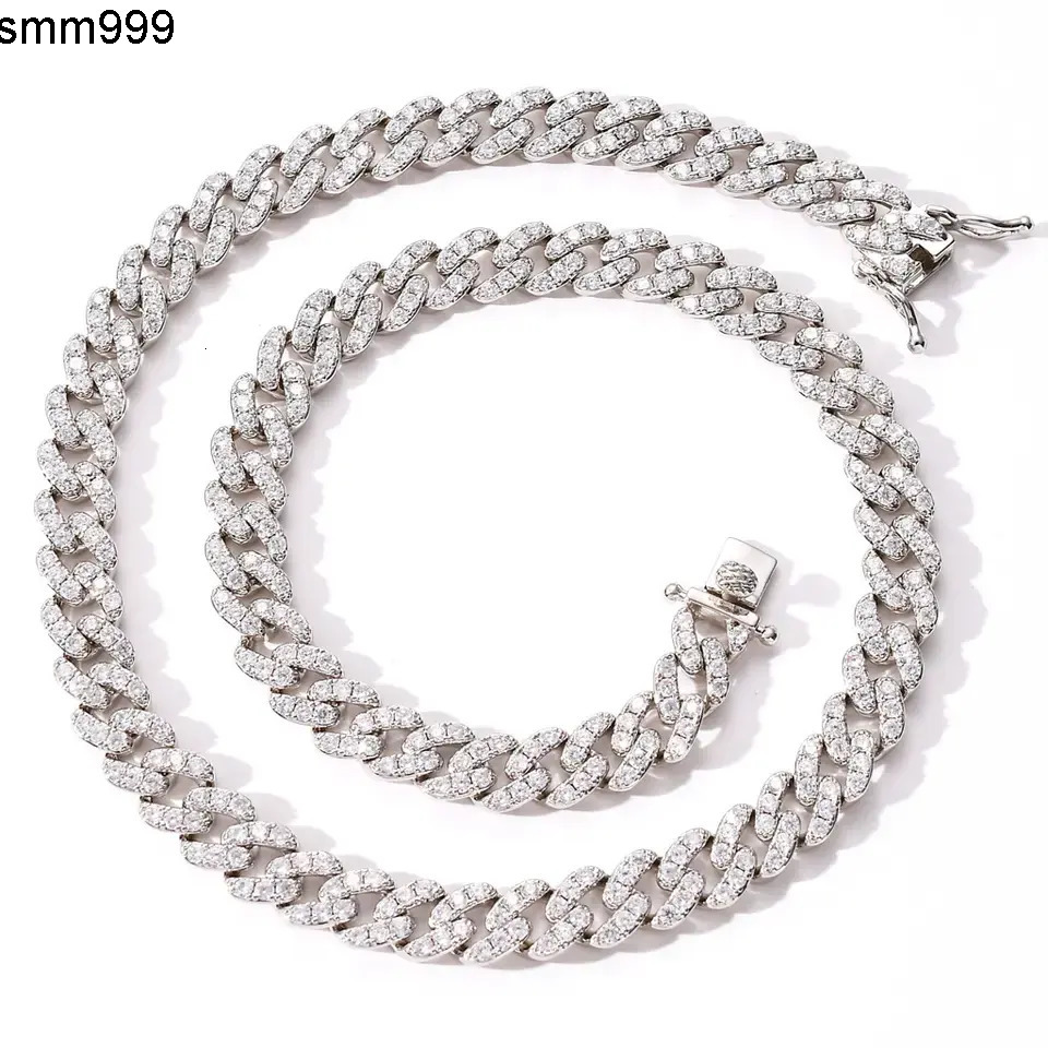 High Quality 9MM VVS Moissanite Pass Diamond Tester Iced Out 925 Silver Hip Hop Necklace Miami Cuban Link Chain Men and Women
