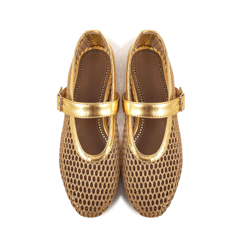 Designer Mesh Hollow ballet flats luxury shoes loafers womens new Light breathable Fishnet Comfort pumps luxury shoes Summer Anti-slip low commuting m