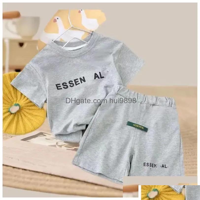 Clothing Sets 2024 Fashion Brand Summer Designers Clothes Cotton Baby Leisure Sports Boy Girls Tshirt Shorts Kids Outfits 16 Years D Dhrux