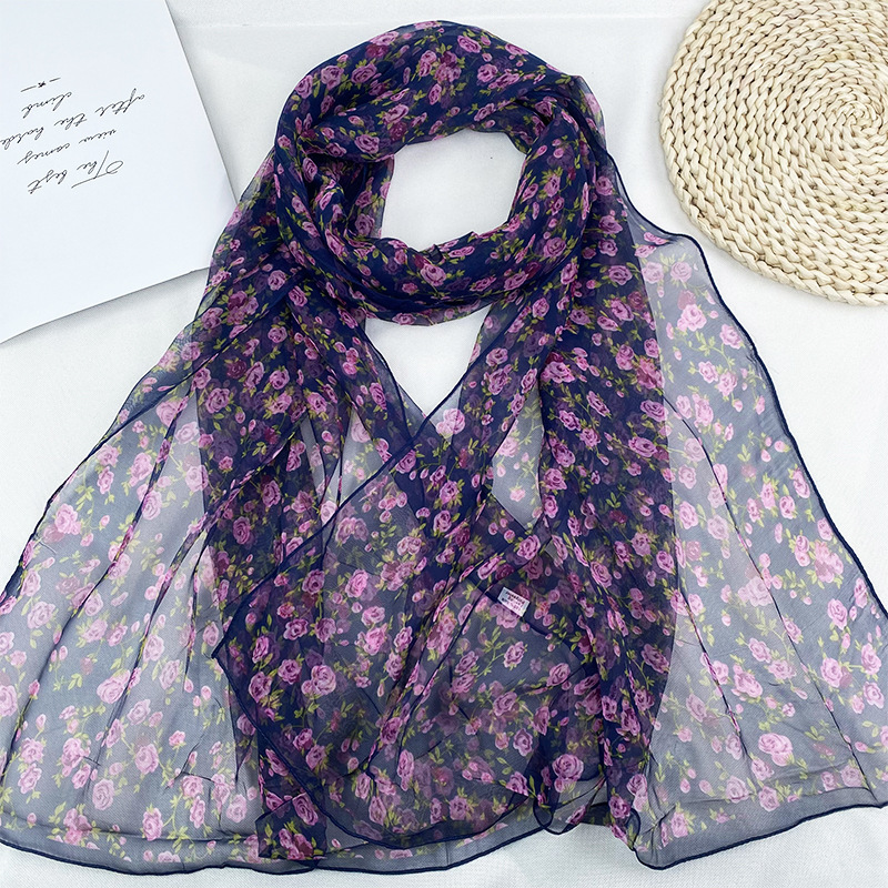 K931 Silk scarf women 2025 new mother stylish fashion scarf Georgette spring and autumn thin all-match long silk scarf