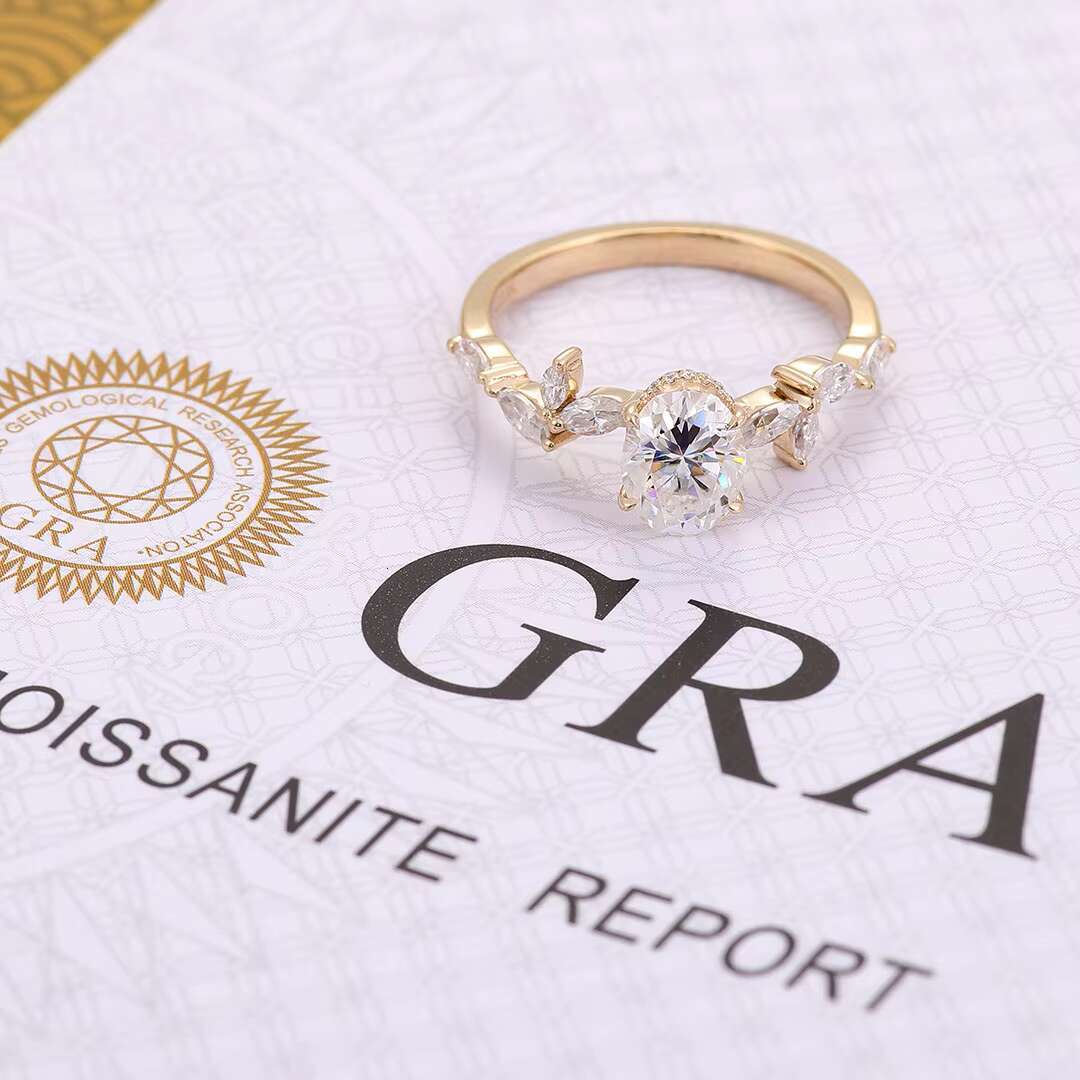 GRA High Quality 1.5 Oval Moissanite Ring Engagement Ring Womens Fine Jewelry 14k Yellow Gold