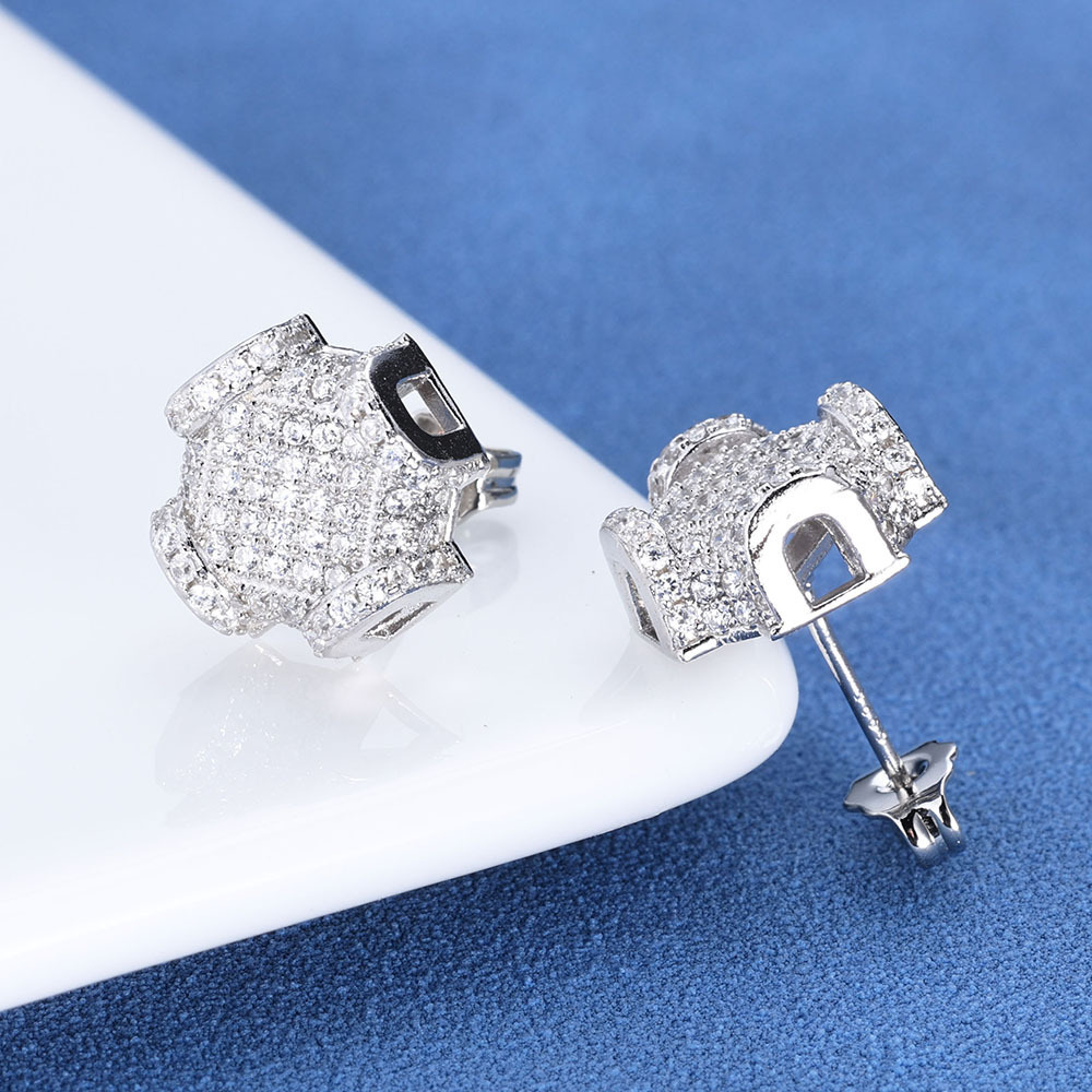 Hip-Hop Personality New Full Diamond Mens Earrings Trendy Jewelry High-End Moissanite Earrings