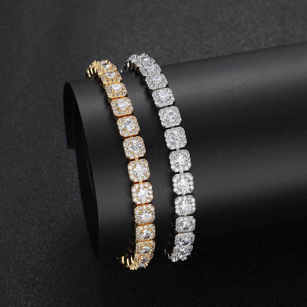 Hip hop bracelet 7mm flip buckle bracelet Moissanite rock sugar chain jewelry mens bracelet