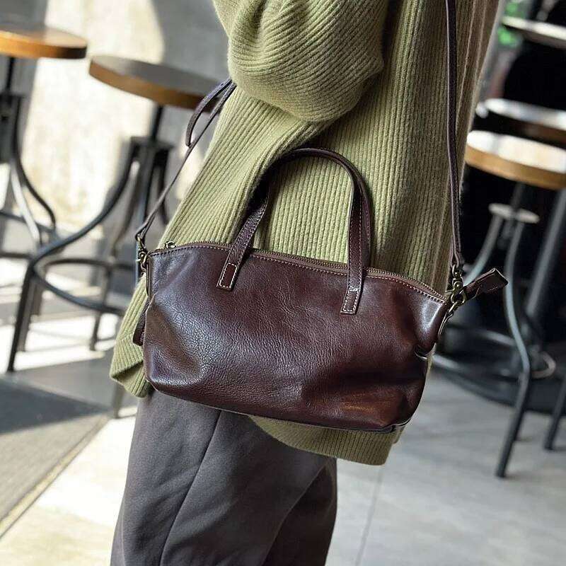 Johnature Casual Versatile Women Handbag Genuine Leather 2025 New Simple Solid Color Natural Soft Cowhide Shoulder Bags 2025/06/05