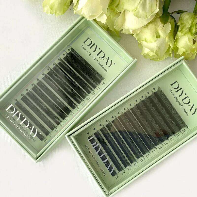 DIYDAY Shape Eyelashes W Shaped Bloom 3d 4d 5d 6d 7d 8d Eye Lashes Natural Soft Premade Fan Lash Extensions free shipping