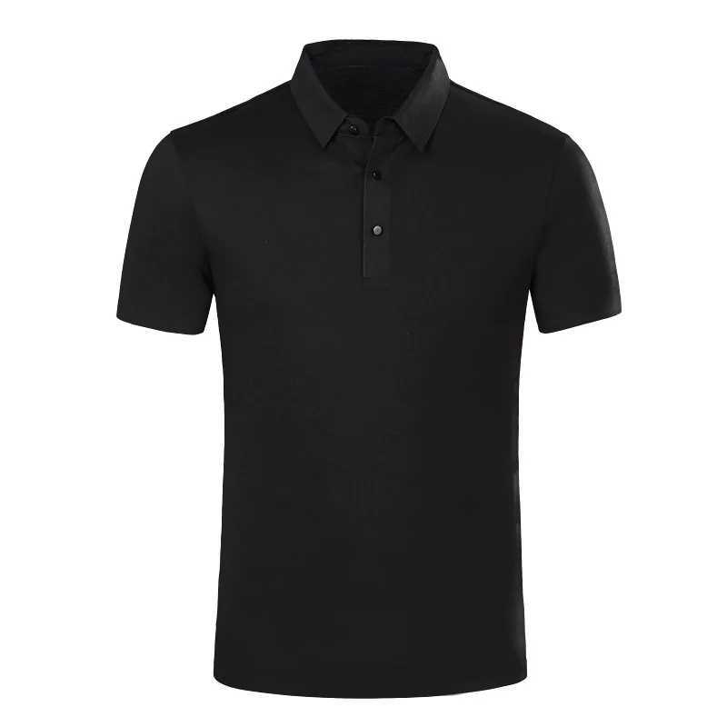 Ice Silk Traceless T-shirt Mens Light Business Solid Color Half Sleeve Top Silk Smooth Breathable Traceless POLO Shirt XJ250605