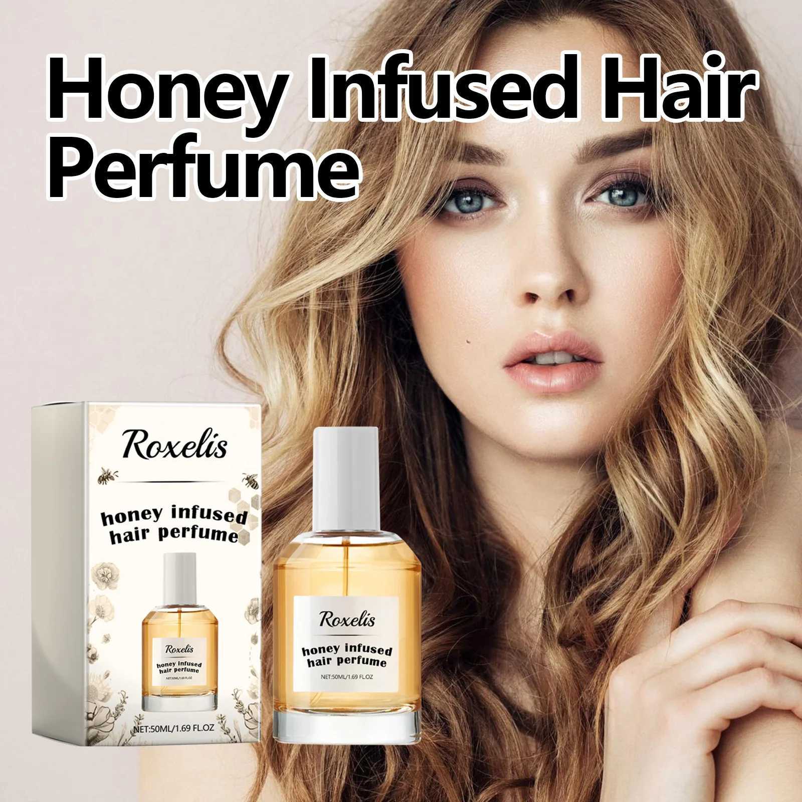 Roxelis 50ml Honey Infused Hair Perfume Spray Hair Fragrance Anti Frizz Smooth Nourish Repair Dry Moisturize Hair Care Perfume W250605