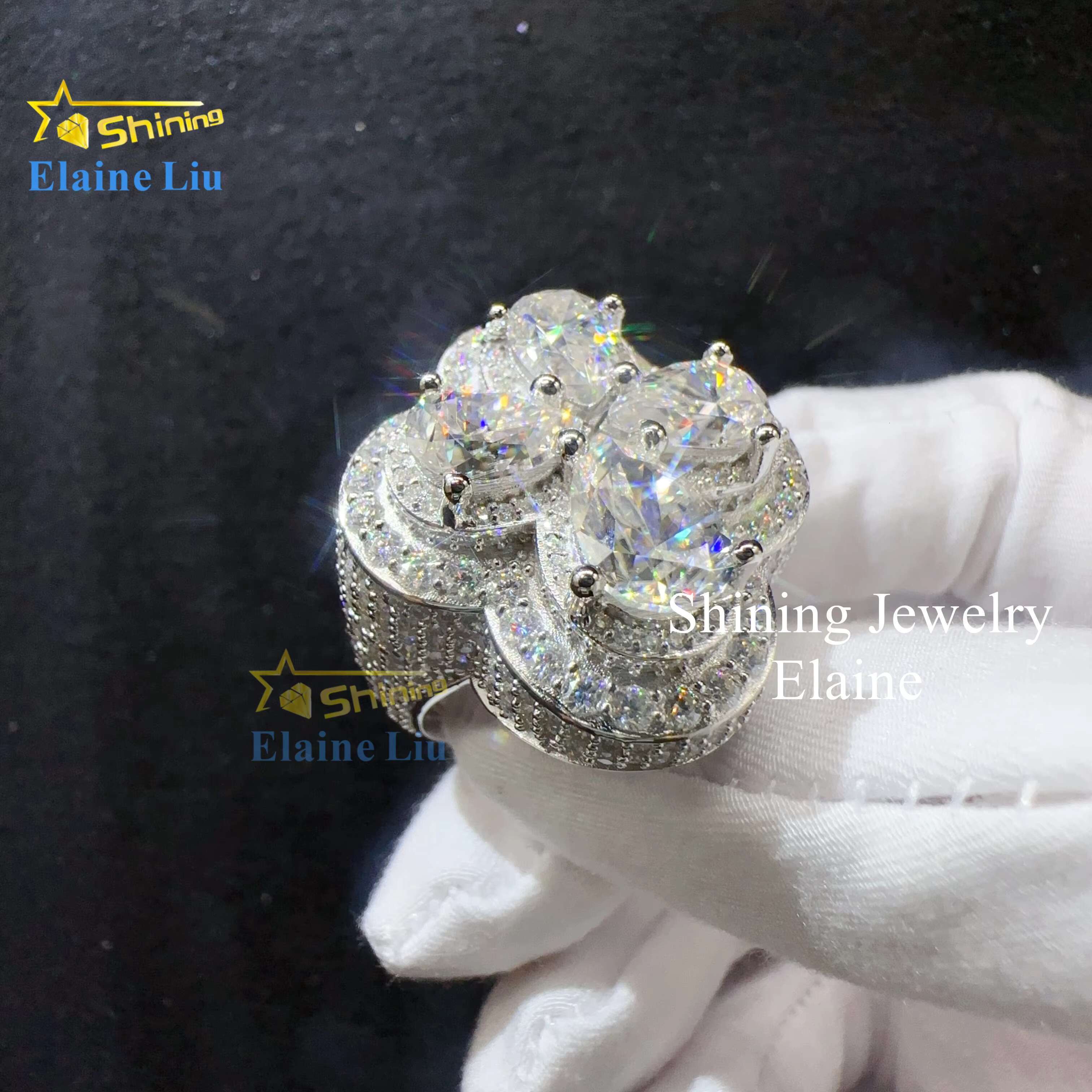 Pass Diamond Tester Sterling Silver Vvs Moissanite Ring 18k Gold Fine Jewelry Rings