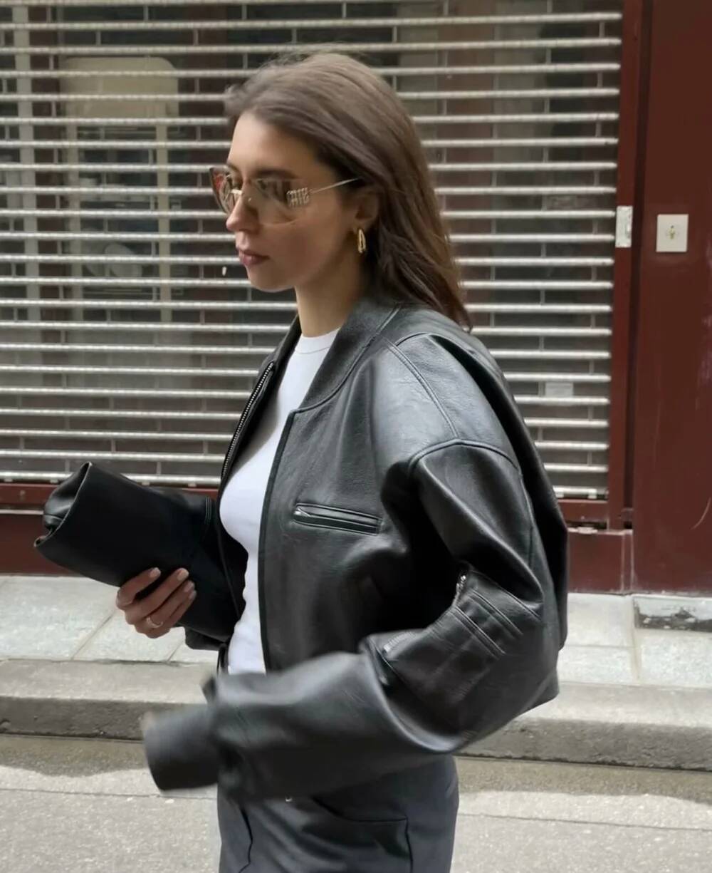 Padded Traf Autumn-Winter New Fashion Spice Girl Style Short Chunky Texture Women's Jacket Motorcycle Leather