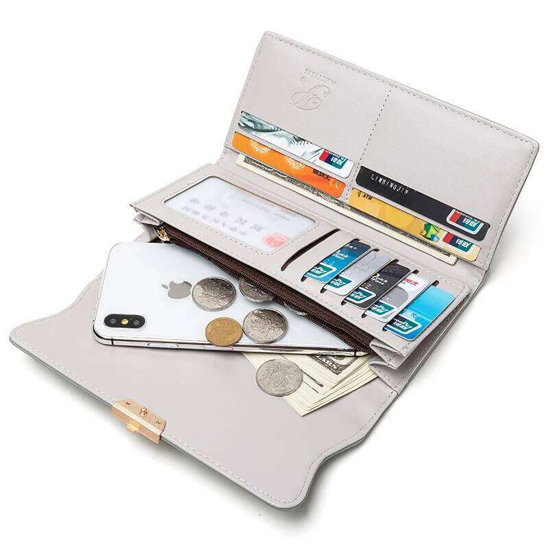 spring new long purse Japanese and South Korea small fresh plaid buckle folding hold bag large capacity women's mul