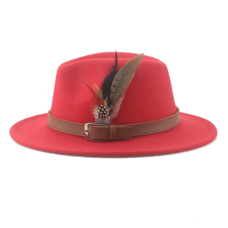Hat Fedoras Winter Women Hats Men Felt Hat Feather Fashion Casual Wedding Decorate Men Women Fedora Chapeau Femme Bonnet 250605