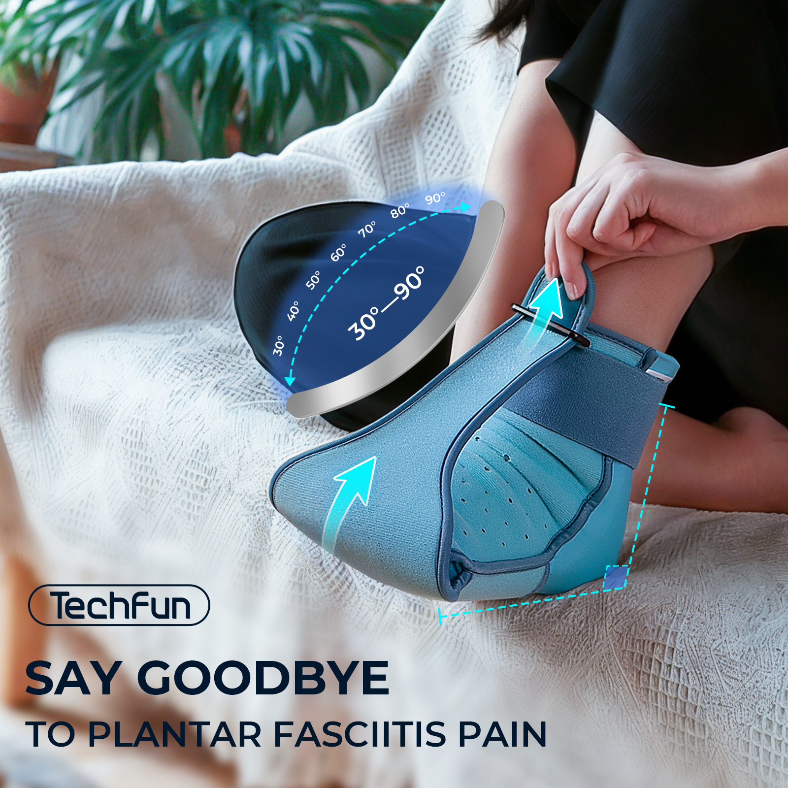 Plantar Fasciitis Night Splint, Foot Ice Pack Wrap for Relief,Plantar Fasciitis Brace for Men Women,Ankle for Achilles Tendonitis Heel Spur Foot Pain