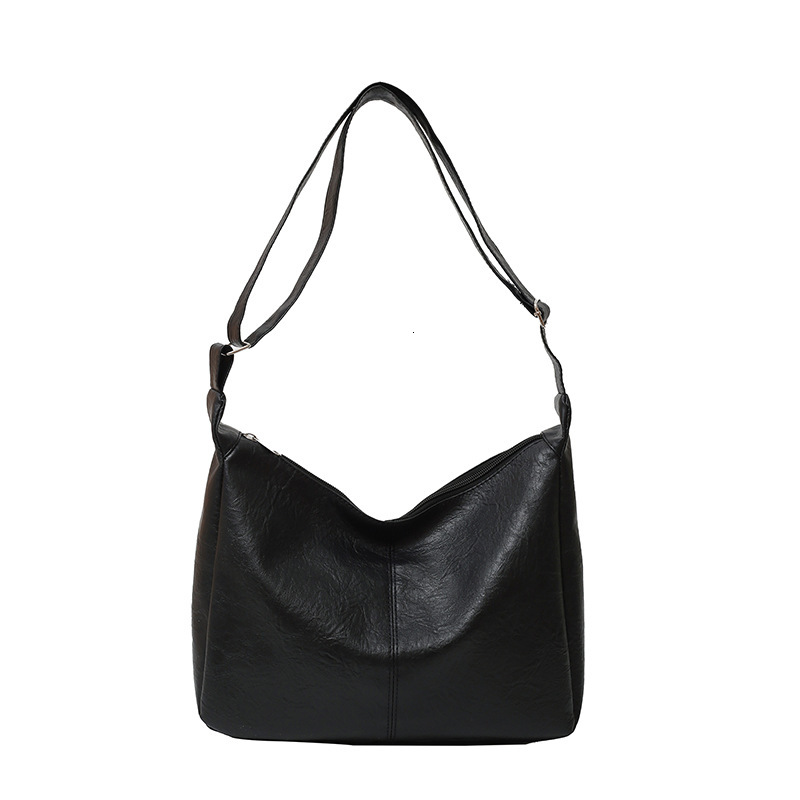 designer 2025 New Retro Solid Color Bag for Students, Fashionable Casual Shoulder and Crossbody Large Capacity Commuter Bag for Women