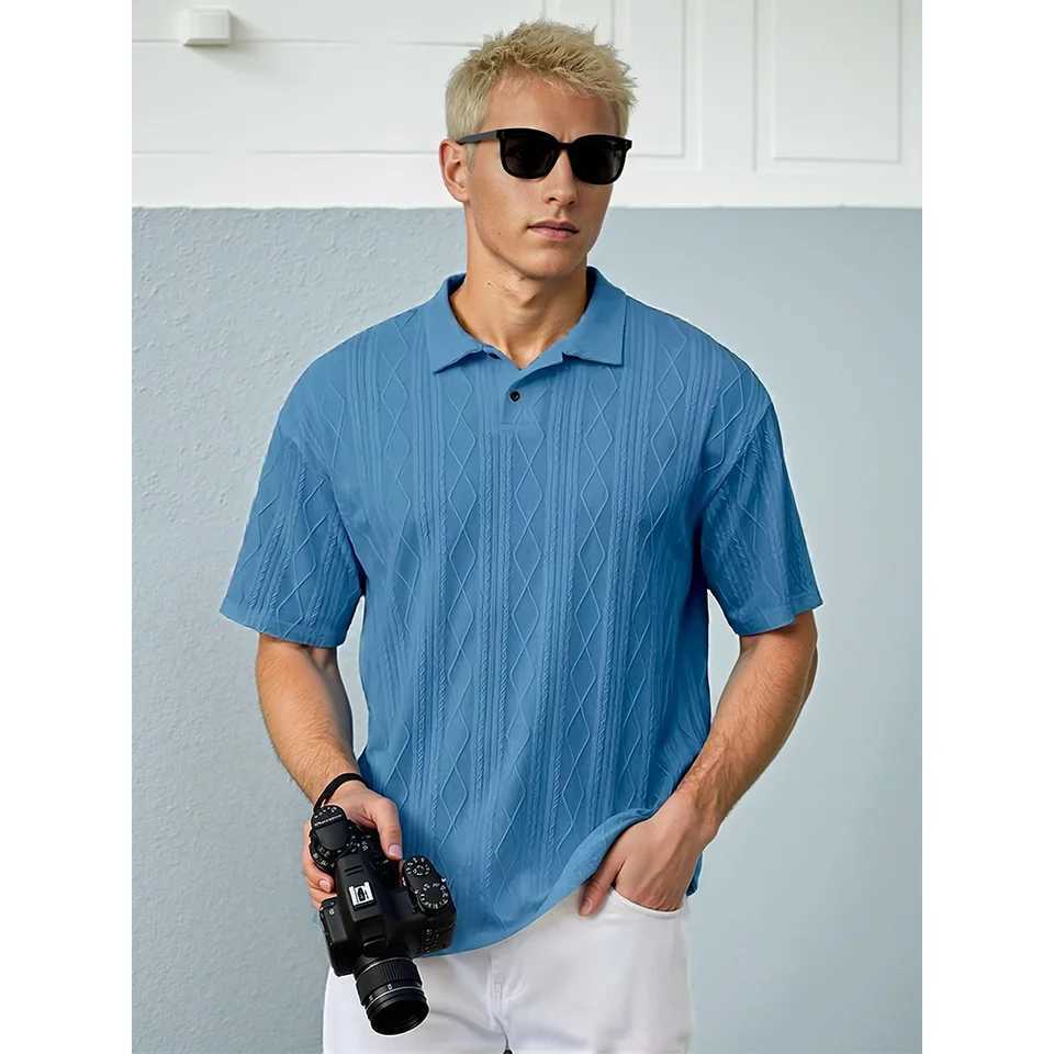 New Spring/Summer Shaped Jacquard Button Decorated Comfortable And Breathable Mens Clothing POLO Shirt Short SLeeve TeeXJ250605