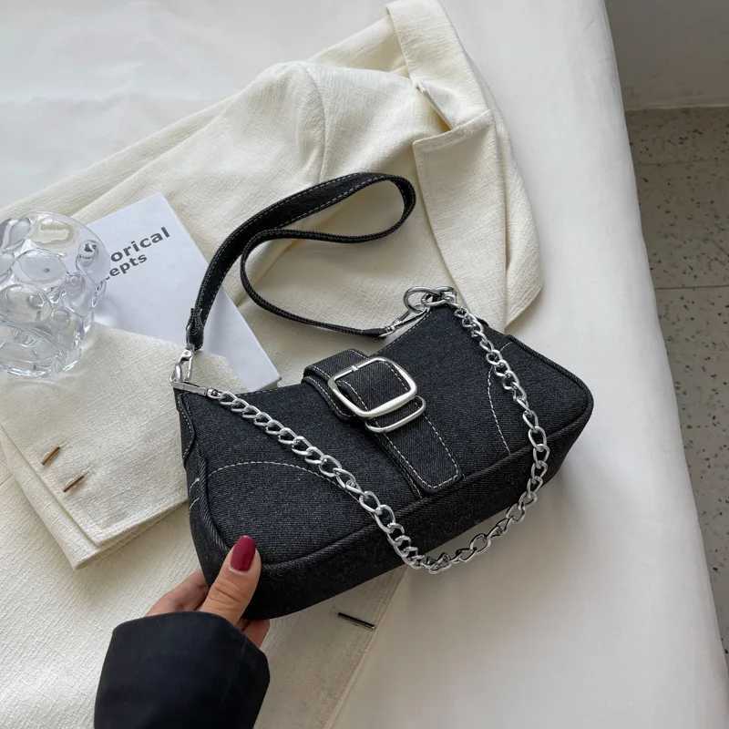 Denim Shoulder Bag Chain Jeans Bags Fi Trend Ladies Messenger Bag HighQuality Underarm Purse Handbag Womens Handbags XJ250605