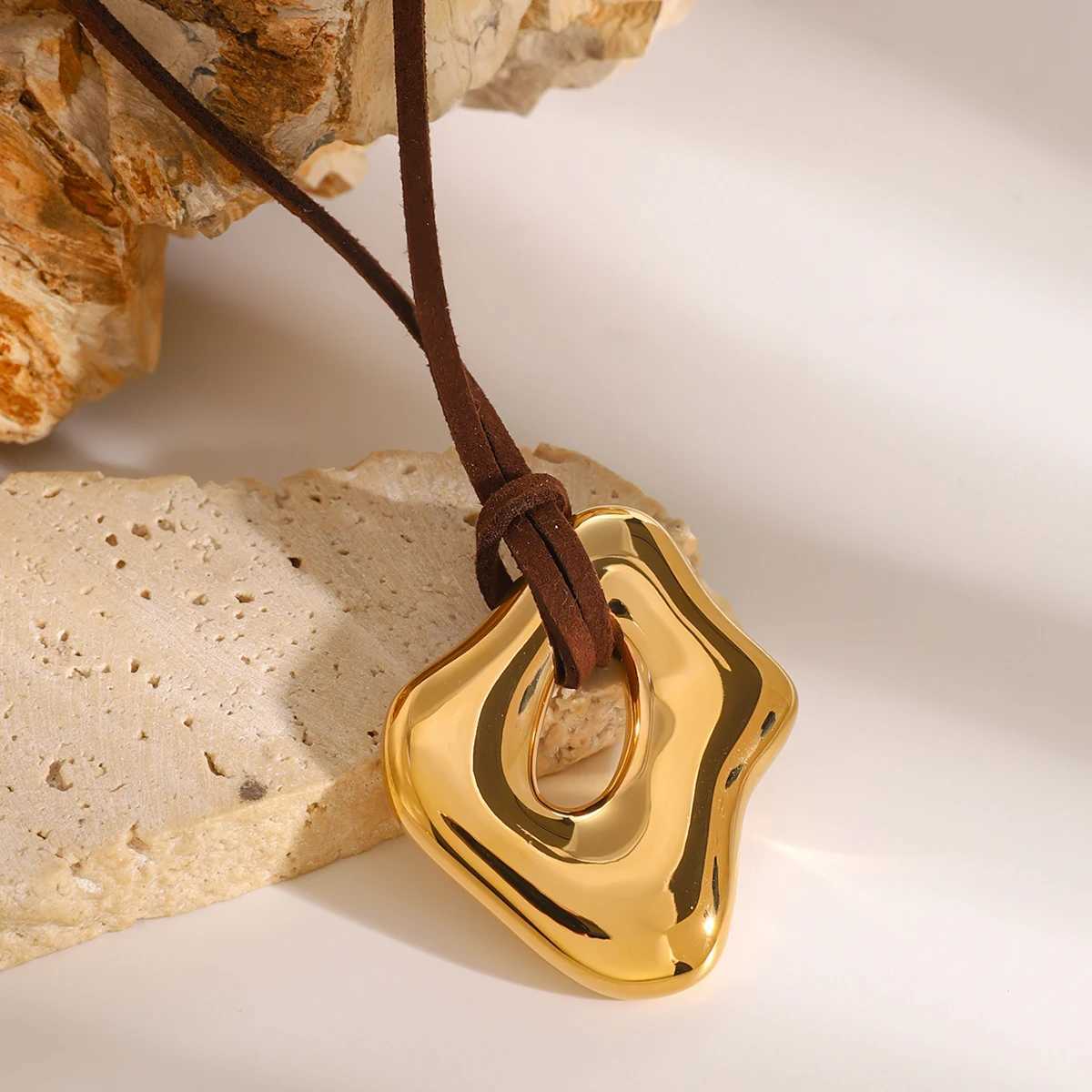 Youthway Trendy Stainless Steel Waterproof Irregular Geometric Metal Wax Rope Necklace Gold Silver For Women Jewelry Gift XJ250604