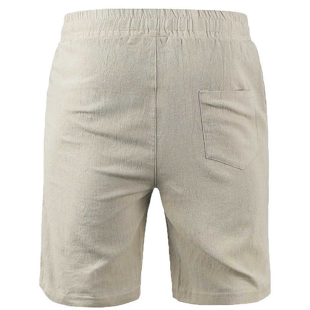 Mens Cotton Linen Short Pants Lightweight Hawaiian Summer Shorts Men Breathable Solid Color Casual Short Trousers XJ250605