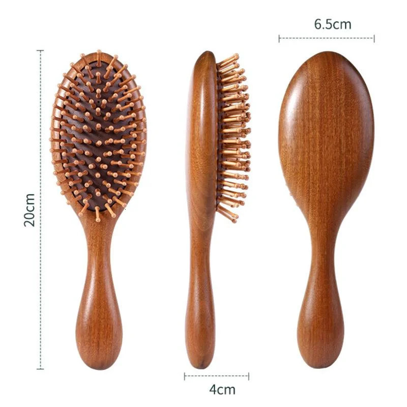 Massage Air Cushion Comb Sandalwood Anti-Static Detangling Scalp Scraping Hair Brush for Long Thick Curly Hair Styling Tool 250603